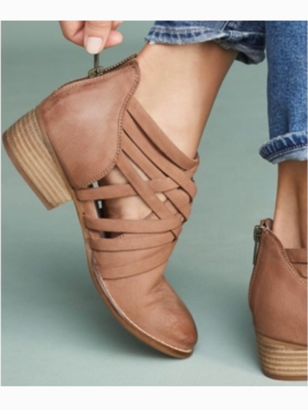 Anthropologie‎ Seychelles So Blue leather strappy cut out ankle boots 8.5